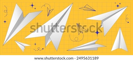 Paper plane vector design, Origami, Isolate Aero plane Three dimention in Flat style,  Art graphic elements, Decoration illustration, Vector stock