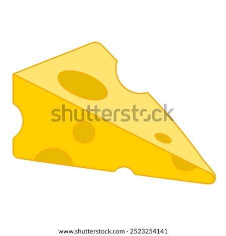 Isometric Yellow Triangle Cheese vector illustration flat design on White Background, Ingred, illustration  for Menu and Restaurant graphic elements, food Banner, Business Decoration vector (Editable)