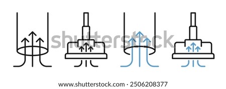 Suction vector icon set. vacuum cleaner air suction symbol in black color.