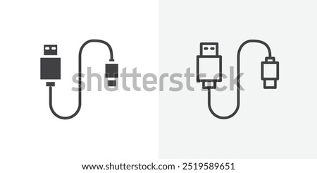 USB cable icon. solid filled and stroke thin line style eps 10