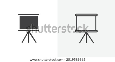 Presentation board icon. solid filled and stroke thin line style eps 10