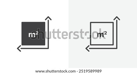 Square Meter icon. solid filled and stroke thin line style eps 10