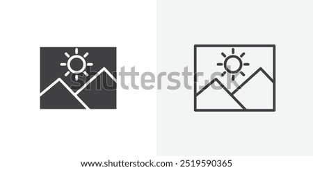 Picture icon. solid filled and stroke thin line style eps 10