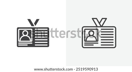 ID badge icon. solid filled and stroke thin line style eps 10