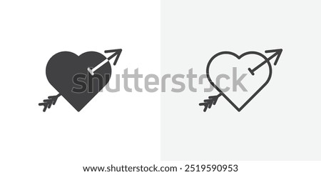 Heart with arrow icon. solid filled and stroke thin line style eps 10