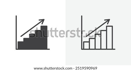 Growth chart icon. solid filled and stroke thin line style eps 10