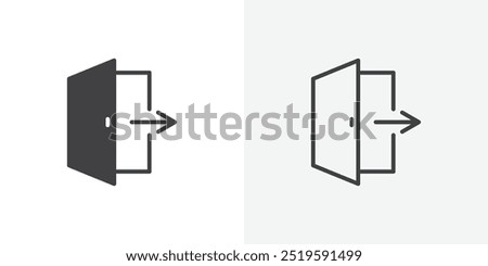 Exit icon. solid filled and stroke thin line style eps 10