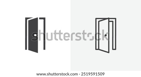 Entrance door icon. solid filled and stroke thin line style eps 10