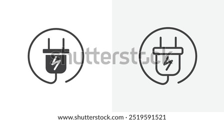 Electric plug icon. solid filled and stroke thin line style eps 10