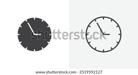 Clock icon. solid filled and stroke thin line style eps 10