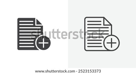 Add document icon. solid filled and stroke thin line style eps 10