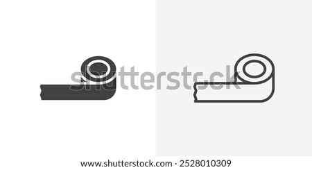 Tape icon vector icon set in black and white color.