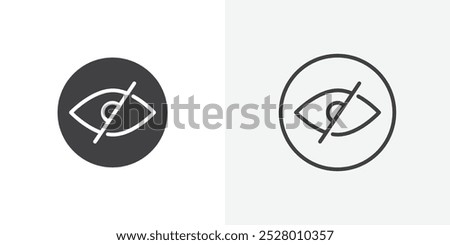 Hide icon vector icon set in black and white color.