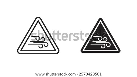 Wind warning vectors web signs set