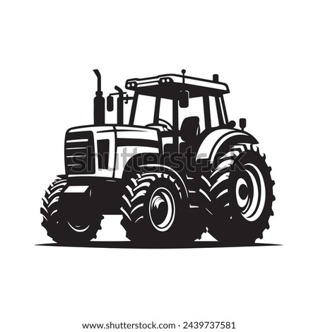 Farm Machinery Power: Tractor Silhouette - Stock Vector