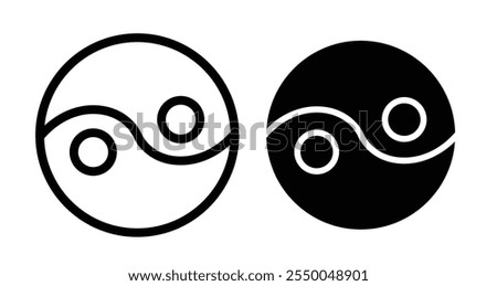 Yin yang Icon set in black filled and line.