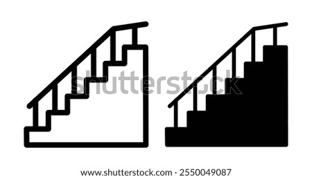 Stairs Icon set in black filled and line.