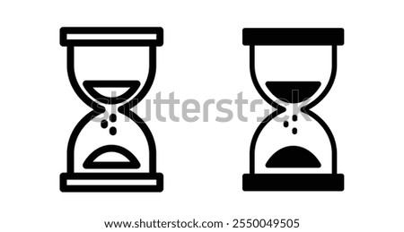 Sand clock Icon set in black filled and line.