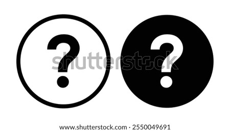 Question mark Icon set in black filled and line.