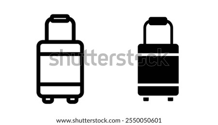 Journey bag Icon set in black filled and line.