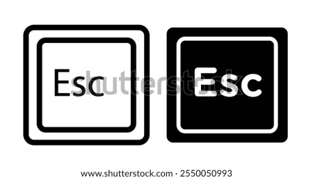 Esc Icon set in black filled and line.