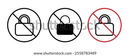 No lock sign vector set