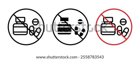 No drugs sign vector set