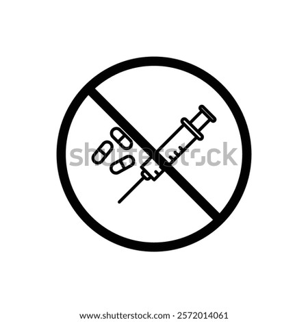 No drugs sign vector in black colors