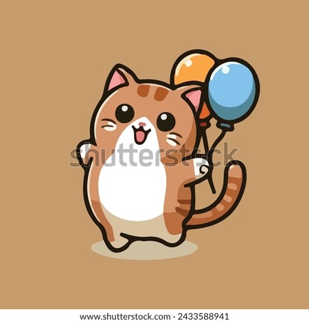 Cute cat cartoon with balloon