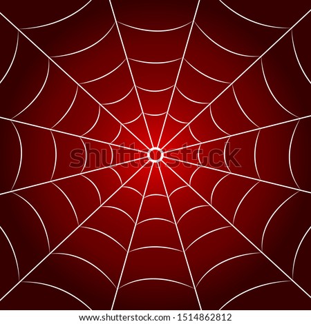 White cobweb on red background. 