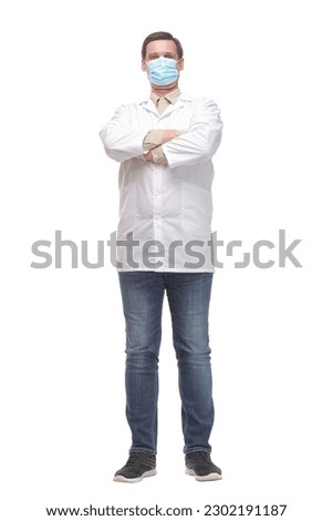 Similar – Image, Stock Photo caucasian doctor using protective gloves. Chinese Corona virus concept