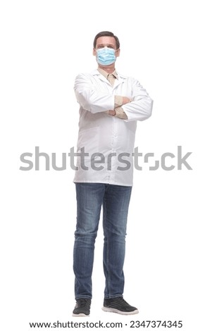 Similar – Image, Stock Photo caucasian doctor using protective gloves. Chinese Corona virus concept