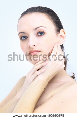 Portrait of young woman with health skin of face