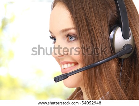 business customer support operator woman smiling - isolated