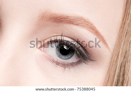 Close-up face of beauty young woman - eye make-up zone