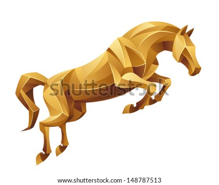 Golden horse jumping