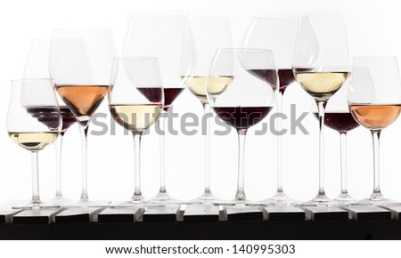 still life of wine glasses with wine