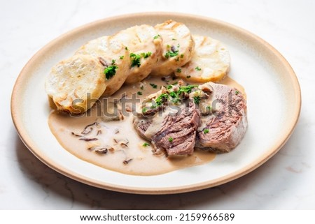 Image, Stock Photo Dumplings with mushroom sauce