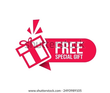 Free special gift label design vector for product sales. Red Label.