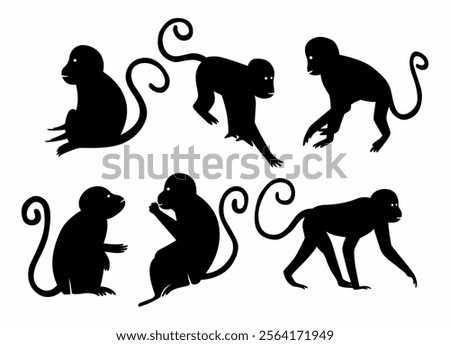 Simple monkey silhouette vector collection for design needs