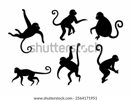 Simple monkey silhouette vector collection for design needs