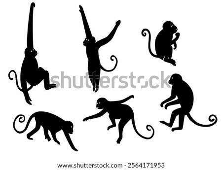 Simple monkey silhouette vector collection for design needs