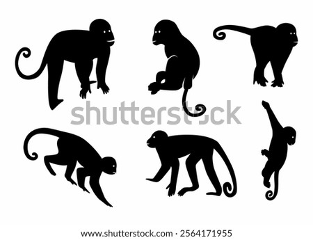 Simple monkey silhouette vector collection for design needs