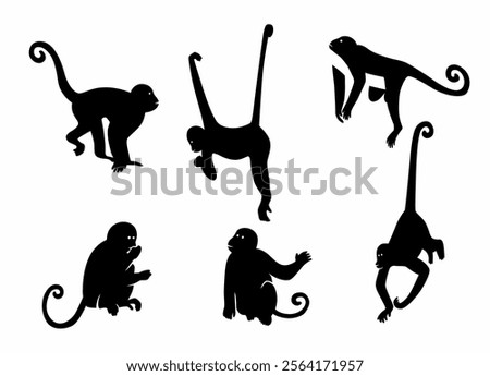 Simple monkey silhouette vector collection for design needs