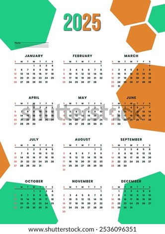 2025 Calender template for new year event and businesswith Geometric Design