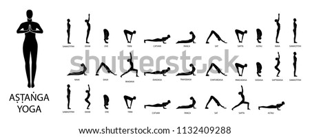 Yoga vector set. Figures yoga poses. Ashtanga Yoga