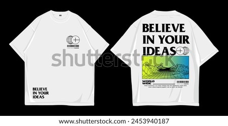 Design t shirt mockup oversize street wear white front and back