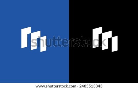 M Geometric Doors Isometric Perspective Modern Tech Logo Concept