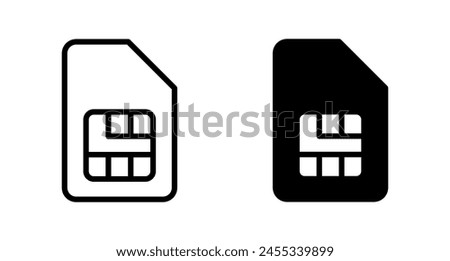 Sim card icon vector isolated on white background. Mobile slot icon. Mobile cellular phone sim card chip.