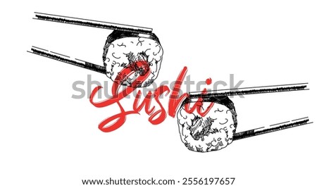 Similar – Image, Stock Photo Fresh sushi with chopsticks on table